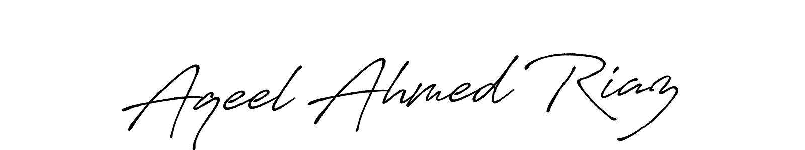 How to make Aqeel Ahmed Riaz name signature. Use Antro_Vectra_Bolder style for creating short signs online. This is the latest handwritten sign. Aqeel Ahmed Riaz signature style 7 images and pictures png