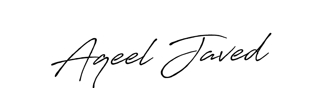 Create a beautiful signature design for name Aqeel Javed. With this signature (Antro_Vectra_Bolder) fonts, you can make a handwritten signature for free. Aqeel Javed signature style 7 images and pictures png