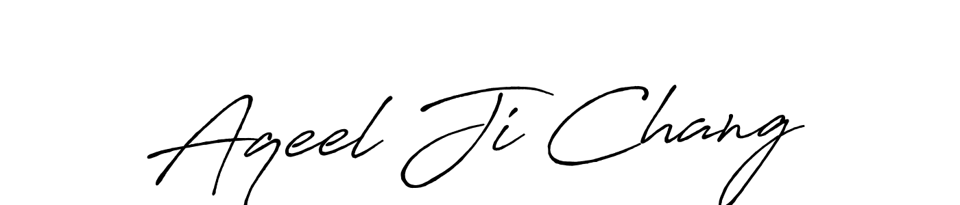 How to make Aqeel Ji Chang name signature. Use Antro_Vectra_Bolder style for creating short signs online. This is the latest handwritten sign. Aqeel Ji Chang signature style 7 images and pictures png