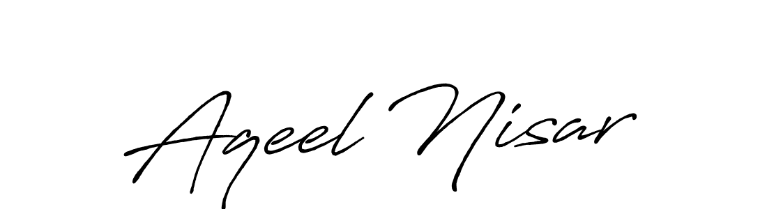 How to make Aqeel Nisar name signature. Use Antro_Vectra_Bolder style for creating short signs online. This is the latest handwritten sign. Aqeel Nisar signature style 7 images and pictures png