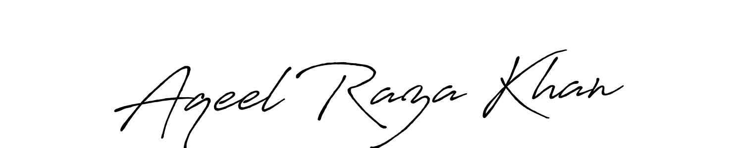 Create a beautiful signature design for name Aqeel Raza Khan. With this signature (Antro_Vectra_Bolder) fonts, you can make a handwritten signature for free. Aqeel Raza Khan signature style 7 images and pictures png