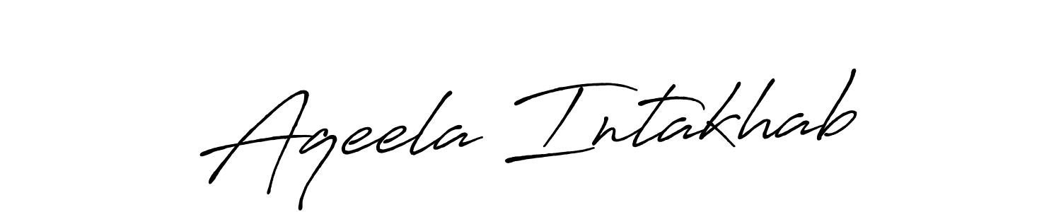 You can use this online signature creator to create a handwritten signature for the name Aqeela Intakhab. This is the best online autograph maker. Aqeela Intakhab signature style 7 images and pictures png