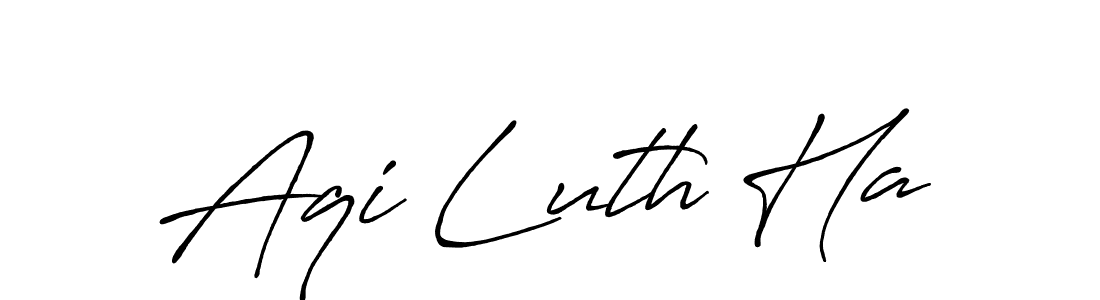 Use a signature maker to create a handwritten signature online. With this signature software, you can design (Antro_Vectra_Bolder) your own signature for name Aqi Luth Ha. Aqi Luth Ha signature style 7 images and pictures png