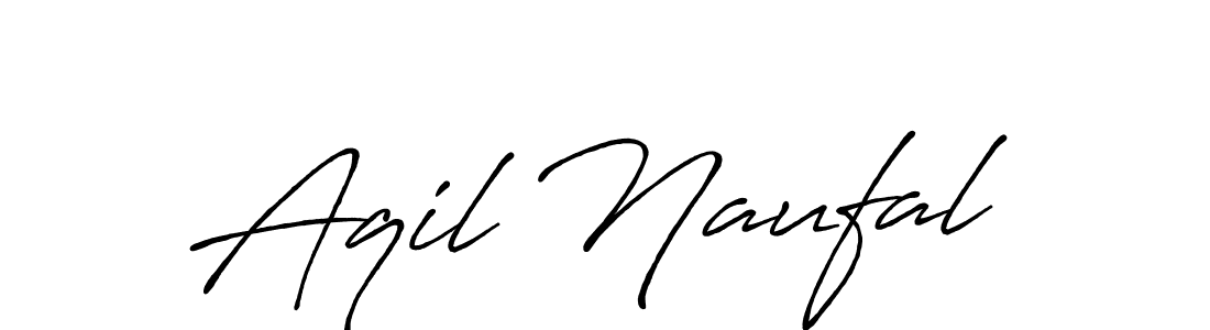 Make a beautiful signature design for name Aqil Naufal. With this signature (Antro_Vectra_Bolder) style, you can create a handwritten signature for free. Aqil Naufal signature style 7 images and pictures png