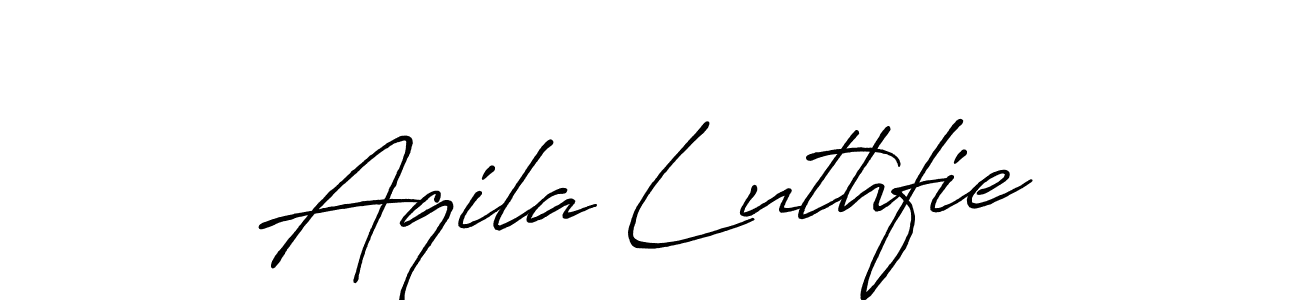 Make a beautiful signature design for name Aqila Luthfie. With this signature (Antro_Vectra_Bolder) style, you can create a handwritten signature for free. Aqila Luthfie signature style 7 images and pictures png