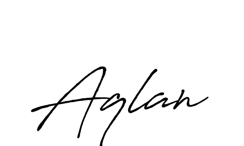 Use a signature maker to create a handwritten signature online. With this signature software, you can design (Antro_Vectra_Bolder) your own signature for name Aqlan. Aqlan signature style 7 images and pictures png