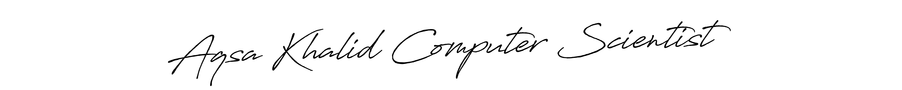 The best way (Antro_Vectra_Bolder) to make a short signature is to pick only two or three words in your name. The name Aqsa Khalid Computer Scientist include a total of six letters. For converting this name. Aqsa Khalid Computer Scientist signature style 7 images and pictures png