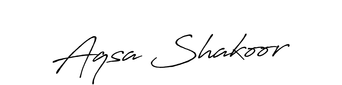 Make a beautiful signature design for name Aqsa Shakoor. With this signature (Antro_Vectra_Bolder) style, you can create a handwritten signature for free. Aqsa Shakoor signature style 7 images and pictures png