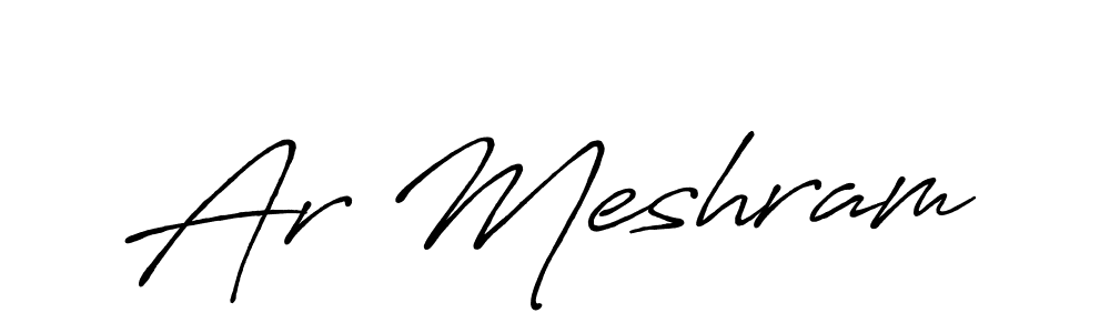 How to make Ar Meshram name signature. Use Antro_Vectra_Bolder style for creating short signs online. This is the latest handwritten sign. Ar Meshram signature style 7 images and pictures png