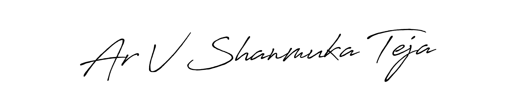 How to make Ar V Shanmuka Teja signature? Antro_Vectra_Bolder is a professional autograph style. Create handwritten signature for Ar V Shanmuka Teja name. Ar V Shanmuka Teja signature style 7 images and pictures png