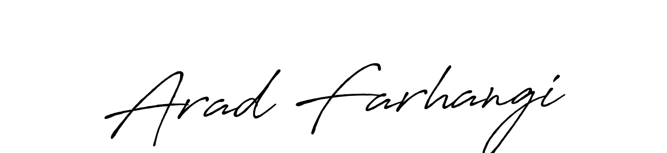 Use a signature maker to create a handwritten signature online. With this signature software, you can design (Antro_Vectra_Bolder) your own signature for name Arad Farhangi. Arad Farhangi signature style 7 images and pictures png