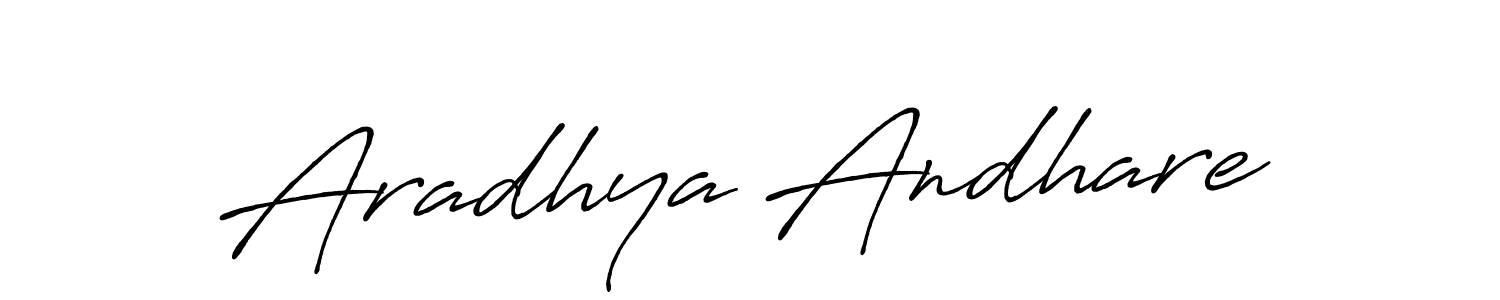 How to make Aradhya Andhare name signature. Use Antro_Vectra_Bolder style for creating short signs online. This is the latest handwritten sign. Aradhya Andhare signature style 7 images and pictures png