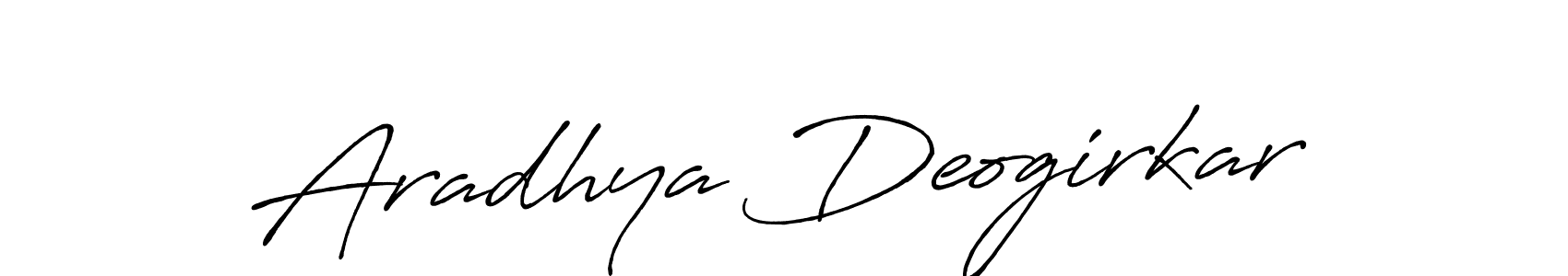 Make a beautiful signature design for name Aradhya Deogirkar. With this signature (Antro_Vectra_Bolder) style, you can create a handwritten signature for free. Aradhya Deogirkar signature style 7 images and pictures png