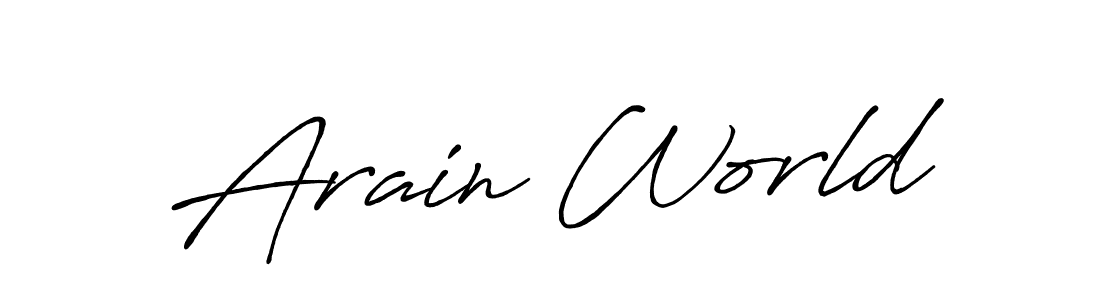 Use a signature maker to create a handwritten signature online. With this signature software, you can design (Antro_Vectra_Bolder) your own signature for name Arain World. Arain World signature style 7 images and pictures png