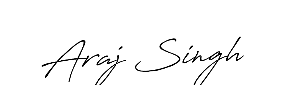 How to make Araj Singh name signature. Use Antro_Vectra_Bolder style for creating short signs online. This is the latest handwritten sign. Araj Singh signature style 7 images and pictures png