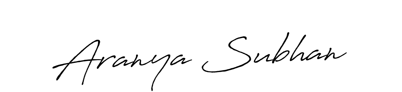 Design your own signature with our free online signature maker. With this signature software, you can create a handwritten (Antro_Vectra_Bolder) signature for name Aranya Subhan. Aranya Subhan signature style 7 images and pictures png