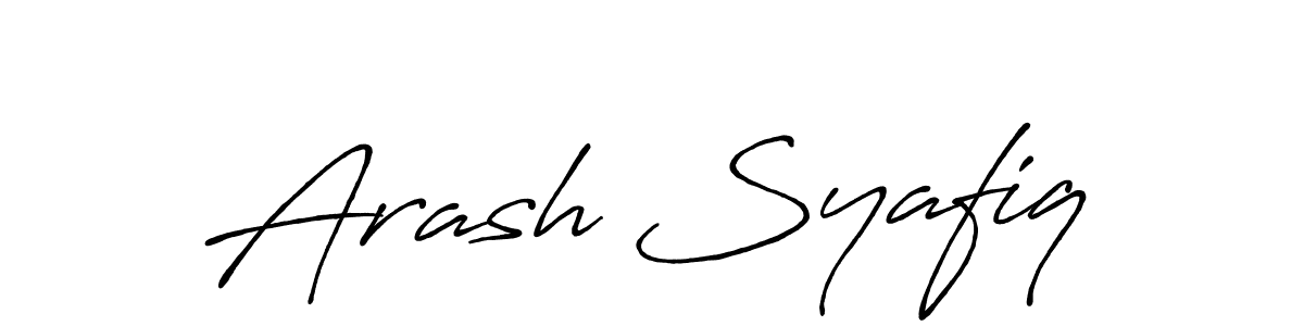 Create a beautiful signature design for name Arash Syafiq. With this signature (Antro_Vectra_Bolder) fonts, you can make a handwritten signature for free. Arash Syafiq signature style 7 images and pictures png