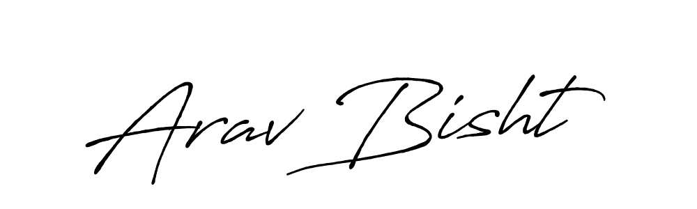 Create a beautiful signature design for name Arav Bisht. With this signature (Antro_Vectra_Bolder) fonts, you can make a handwritten signature for free. Arav Bisht signature style 7 images and pictures png