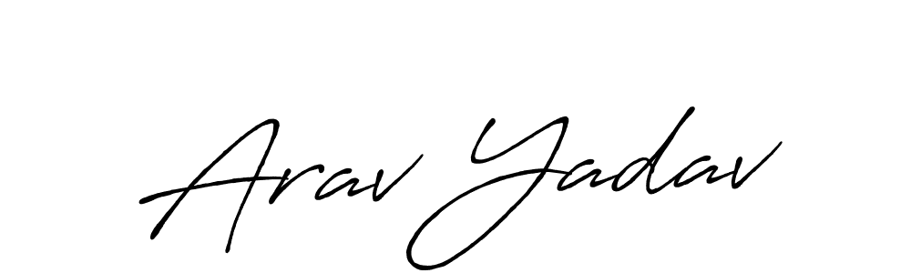 Also You can easily find your signature by using the search form. We will create Arav Yadav name handwritten signature images for you free of cost using Antro_Vectra_Bolder sign style. Arav Yadav signature style 7 images and pictures png