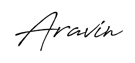 A sleek calligraphic signature for name Aravin utilizing Antro_Vectra_Bolder styling. Great for adding personal signatures to photos and art. Aravin signature style 7 images and pictures png