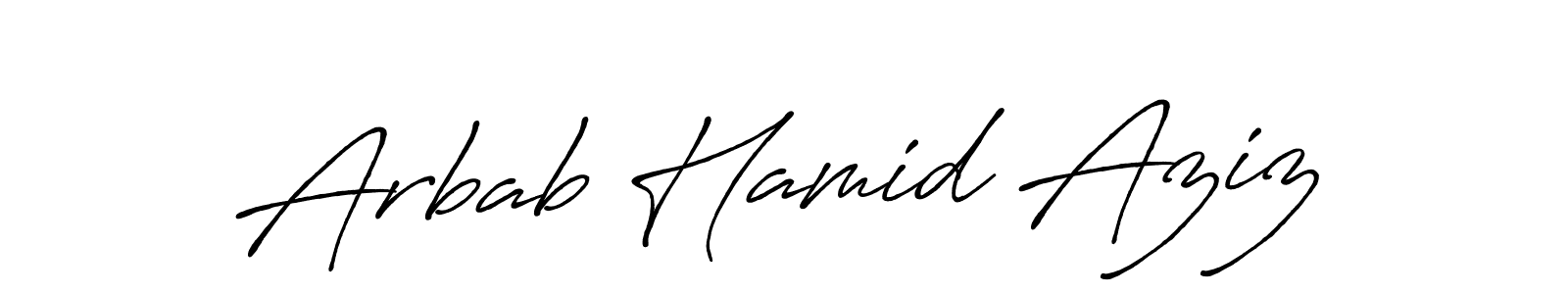 Use a signature maker to create a handwritten signature online. With this signature software, you can design (Antro_Vectra_Bolder) your own signature for name Arbab Hamid Aziz. Arbab Hamid Aziz signature style 7 images and pictures png