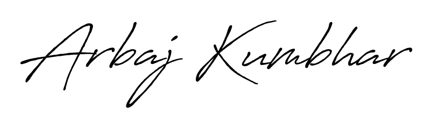 Express your personality with a custom Arbaj Kumbhar signature crafted with Antro_Vectra_Bolder typography. Free transparent PNG download available. Arbaj Kumbhar signature style 7 images and pictures png