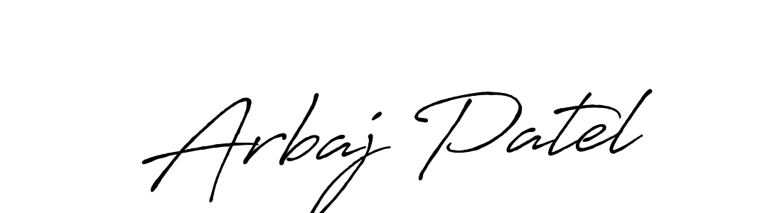 Create a beautiful signature design for name Arbaj Patel. With this signature (Antro_Vectra_Bolder) fonts, you can make a handwritten signature for free. Arbaj Patel signature style 7 images and pictures png