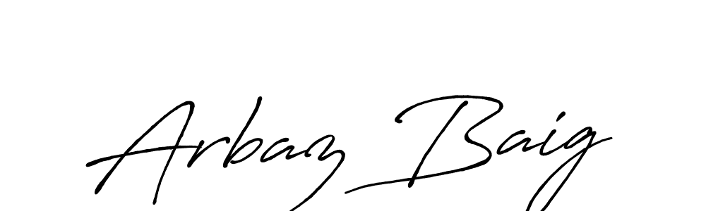 Create a beautiful signature design for name Arbaz Baig. With this signature (Antro_Vectra_Bolder) fonts, you can make a handwritten signature for free. Arbaz Baig signature style 7 images and pictures png