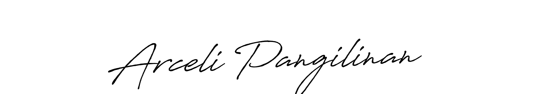 How to make Arceli Pangilinan name signature. Use Antro_Vectra_Bolder style for creating short signs online. This is the latest handwritten sign. Arceli Pangilinan signature style 7 images and pictures png