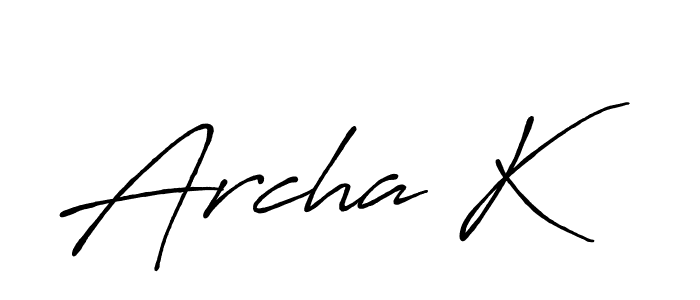 Similarly Antro_Vectra_Bolder is the best handwritten signature design. Signature creator online .You can use it as an online autograph creator for name Archa K. Archa K signature style 7 images and pictures png