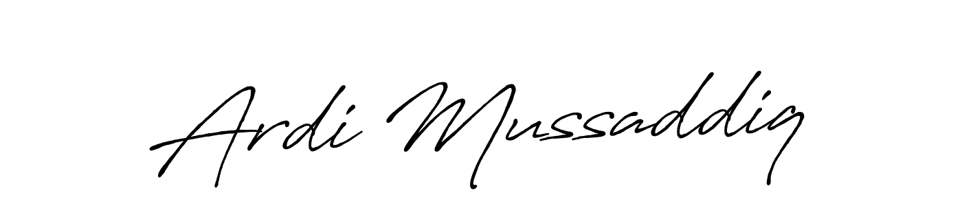 How to make Ardi Mussaddiq name signature. Use Antro_Vectra_Bolder style for creating short signs online. This is the latest handwritten sign. Ardi Mussaddiq signature style 7 images and pictures png
