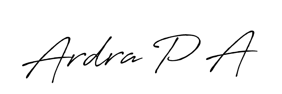 Similarly Antro_Vectra_Bolder is the best handwritten signature design. Signature creator online .You can use it as an online autograph creator for name Ardra P A. Ardra P A signature style 7 images and pictures png