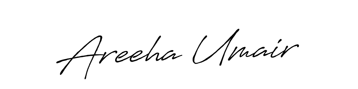 Make a beautiful signature design for name Areeha Umair. With this signature (Antro_Vectra_Bolder) style, you can create a handwritten signature for free. Areeha Umair signature style 7 images and pictures png