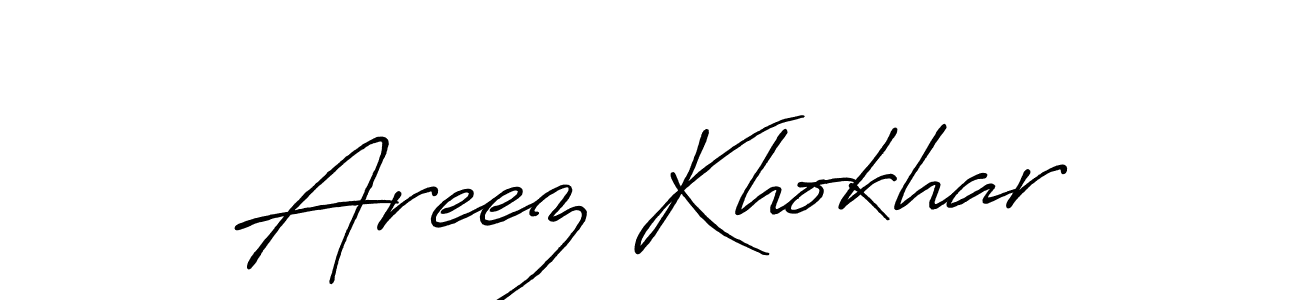 Design your own signature with our free online signature maker. With this signature software, you can create a handwritten (Antro_Vectra_Bolder) signature for name Areez Khokhar. Areez Khokhar signature style 7 images and pictures png