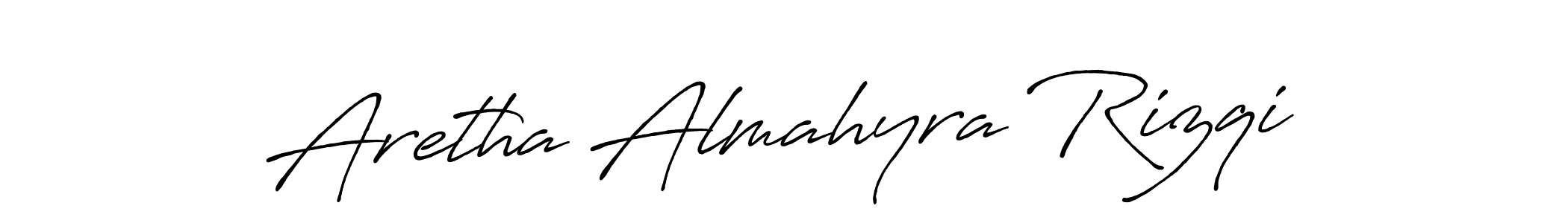 Make a beautiful signature design for name Aretha Almahyra Rizqi. With this signature (Antro_Vectra_Bolder) style, you can create a handwritten signature for free. Aretha Almahyra Rizqi signature style 7 images and pictures png