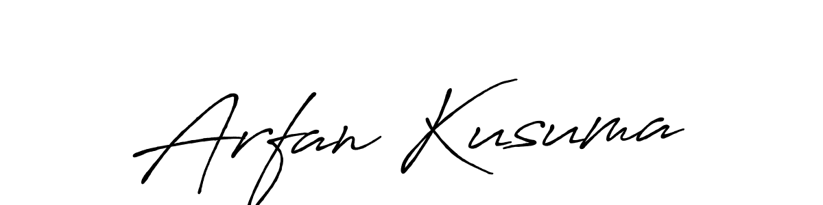 Create a beautiful signature design for name Arfan Kusuma. With this signature (Antro_Vectra_Bolder) fonts, you can make a handwritten signature for free. Arfan Kusuma signature style 7 images and pictures png