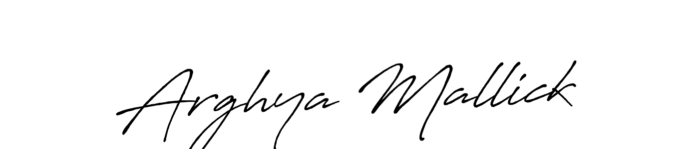 Create a beautiful signature design for name Arghya Mallick. With this signature (Antro_Vectra_Bolder) fonts, you can make a handwritten signature for free. Arghya Mallick signature style 7 images and pictures png