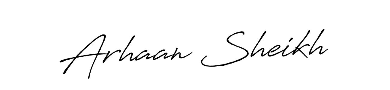How to make Arhaan Sheikh name signature. Use Antro_Vectra_Bolder style for creating short signs online. This is the latest handwritten sign. Arhaan Sheikh signature style 7 images and pictures png