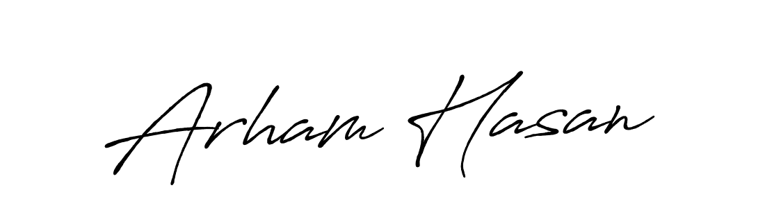 Make a beautiful signature design for name Arham Hasan. With this signature (Antro_Vectra_Bolder) style, you can create a handwritten signature for free. Arham Hasan signature style 7 images and pictures png