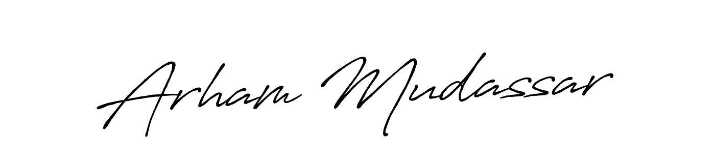 Design your own signature with our free online signature maker. With this signature software, you can create a handwritten (Antro_Vectra_Bolder) signature for name Arham Mudassar. Arham Mudassar signature style 7 images and pictures png