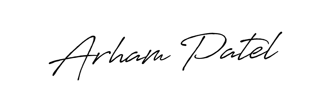 Arham Patel stylish signature style. Best Handwritten Sign (Antro_Vectra_Bolder) for my name. Handwritten Signature Collection Ideas for my name Arham Patel. Arham Patel signature style 7 images and pictures png