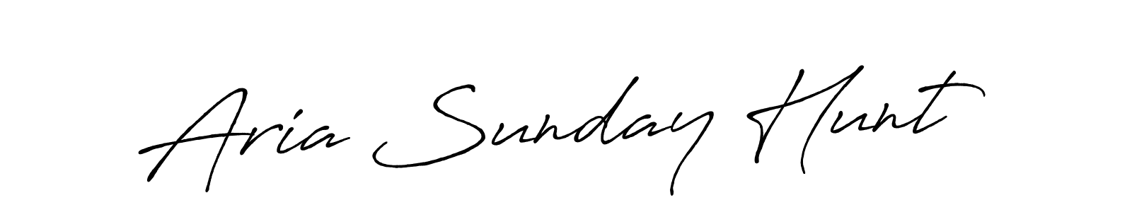 How to make Aria Sunday Hunt name signature. Use Antro_Vectra_Bolder style for creating short signs online. This is the latest handwritten sign. Aria Sunday Hunt signature style 7 images and pictures png