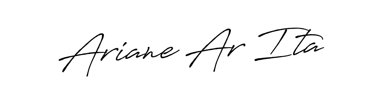 How to make Ariane Ar Ita name signature. Use Antro_Vectra_Bolder style for creating short signs online. This is the latest handwritten sign. Ariane Ar Ita signature style 7 images and pictures png