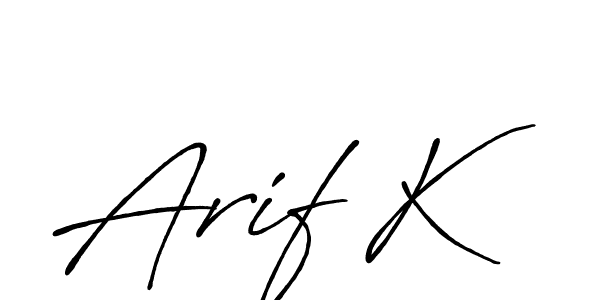 Make a beautiful signature design for name Arif K. With this signature (Antro_Vectra_Bolder) style, you can create a handwritten signature for free. Arif K signature style 7 images and pictures png