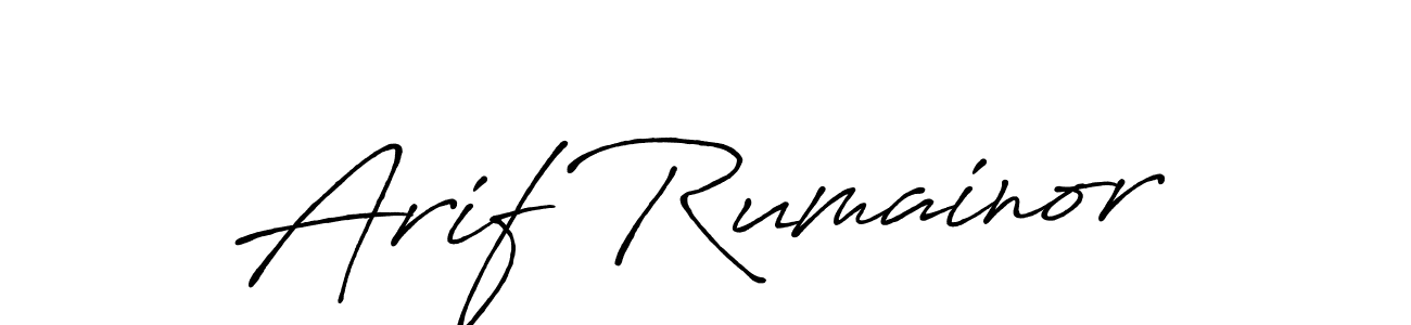 Use a signature maker to create a handwritten signature online. With this signature software, you can design (Antro_Vectra_Bolder) your own signature for name Arif Rumainor. Arif Rumainor signature style 7 images and pictures png