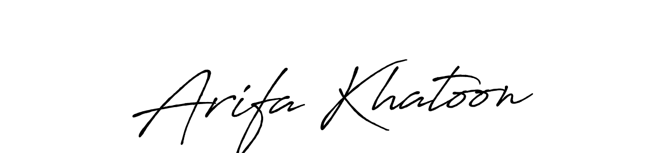 Use a signature maker to create a handwritten signature online. With this signature software, you can design (Antro_Vectra_Bolder) your own signature for name Arifa Khatoon. Arifa Khatoon signature style 7 images and pictures png