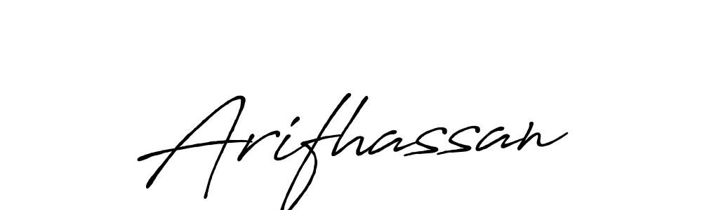 Use a signature maker to create a handwritten signature online. With this signature software, you can design (Antro_Vectra_Bolder) your own signature for name Arifhassan. Arifhassan signature style 7 images and pictures png