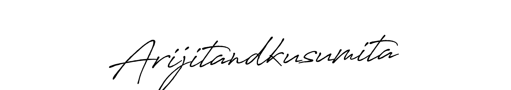 Also we have Arijitandkusumita name is the best signature style. Create professional handwritten signature collection using Antro_Vectra_Bolder autograph style. Arijitandkusumita signature style 7 images and pictures png