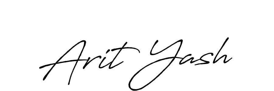 The best way (Antro_Vectra_Bolder) to make a short signature is to pick only two or three words in your name. The name Arit Yash include a total of six letters. For converting this name. Arit Yash signature style 7 images and pictures png