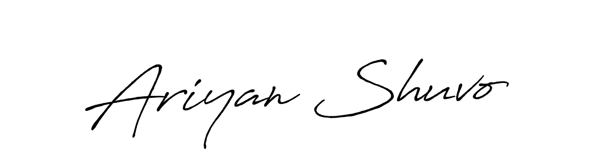 Similarly Antro_Vectra_Bolder is the best handwritten signature design. Signature creator online .You can use it as an online autograph creator for name Ariyan Shuvo. Ariyan Shuvo signature style 7 images and pictures png
